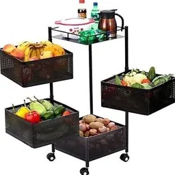 AARCOSTA Multilayer Shelf Movable and Rotatable Kitchen Trolley Four(4) Layer Iron Kitchen Trolley-picture-21