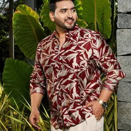 instafab plus Men Regular Fit Self Design Spread Collar Casual Shirt image 3