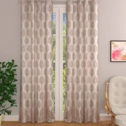 the conversion Beige Polyester Floral 9 Ft Light Filtering Eyelet 2 Piece Door Curtain-picture-10