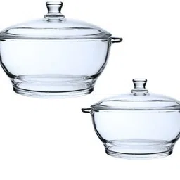 indusbay Microwave sage Toughened Glass Round Casserole Serve Bowl Containers Borosilicate Bowl with Lid, Set of 2 (900 ML & 1500 ML) Pack of 2 Serve Casserole Set-picture-10