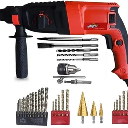 Redhorse 2800W 26mm100% Copper winding Machine with 13 pcs Hss Drill Chuck 5 Adaptor 5pcs Bit & 13mm Drill Chuck 5 Pcs Mansory Bit With 3pcs golden bit Rotary Hammer Drill-image-0