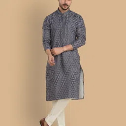 Men Geometric Print Cotton Silk Straight Kurta-image-37
