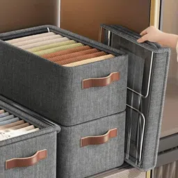 gigmart Polyester 26L Foldable Storage Box with Handle Rectangle Wardrobe Storage Baskets Storage Basket image 5