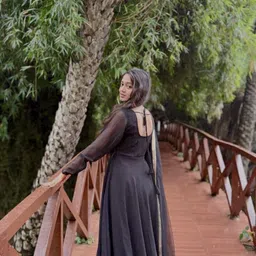 krini Women Solid Georgette Anarkali Kurta With Attached Dupatta image 4