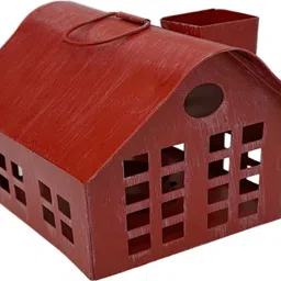 Red Hut-Shaped Tealight Lantern Red Iron Table Lantern-image-2