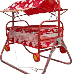 evolife 2-in-1 Baby Cradle Cum Stroller Adjustable & Portable 4 Wheels for Easy Moves image 3