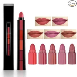 Lipstick 5 in 1 shades Womens & Girls 5in1 Colour-image-1