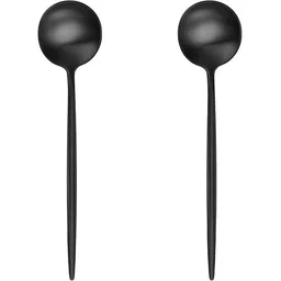 French Style Dessert Spoons|Flatware for Ice-Cream, Ice-Tea|Charcoal Black Stainless Steel Cutlery Set-image-30