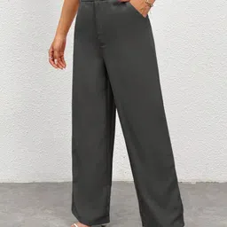 chalodia Women Regular Fit Grey Cotton Blend Trousers-picture-16