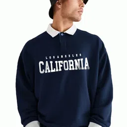 jump cuts Men Printed Polo Neck Cotton Blend Blue T-Shirt-picture-29