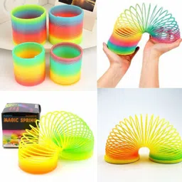 mallexo Rainbow Spring Coil Circle Toys Magical Folding Plastic Funny Toys Pack Of One image 5