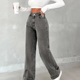 rusticblooms Women Loose Fit Mid Rise Grey Jeans image 4