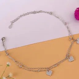 house of diana Link chain & Heart Charms Sterling Silver Anklet Silver Anklet-picture-12