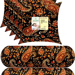 actos Combo Set Of 5 Cushion And 2 Microfibre Floral Bolster Pack of 7-picture-32