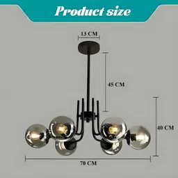 twixle 6 Doom Blk Chandelier Ceiling Lamp image 5