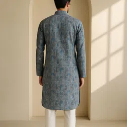 jugg jugg jeeyo Men Self Design Silk Blend Straight Kurta image 3