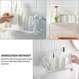 shreejee Self Adhesivecute Floating Shelves Wall Shelf for Home, Office & Kitchen X2.90 Plastic Wall Shelf image 2