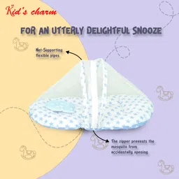 kid's charm Cotton Kids Washable Mini-Milky Star 2 in 1 Baby's Cotton Bed with Mosquito Met Mosquito Net image 5