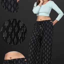 4k fashion Pack of 2 Women Relaxed Maroon, Black Viscose Rayon Trousers image 2