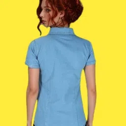 houseofcommon Women Regular Fit Solid Button Down Collar Casual Shirt image 2