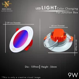 new india lighting Deep Light Color Changing for Junction Box 7 Watt pack of 2 Recessed Ceiling Light Ceiling Lamp image 5