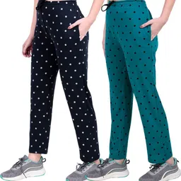 fashionhousets Pack of 2 Women Polka Print Multicolor Track Pants-picture-43