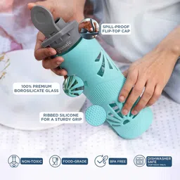 glasafe Mellow Mist Green 750Ml Clear Grip Borosilicate Glass With Protective Silicone Sleeve Water Bottle image 2