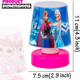 fiddlerz LED Night Lamps for Kids Girls Combo of Cartoon Theme Printed Study Table LED Lamp Stander Size Perfect for Kids Room (Pack of 6) Random Design Multi Color Table Lamps Lamp Shade image 3