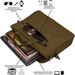 mintfox Men & Women Khaki Messenger Bag image 4