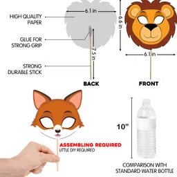 zyozi 17 Pcs Jungle Birthday Masks Photo Booth Props for Kids Jungle Paper Masks Props Photo Booth Board image 4