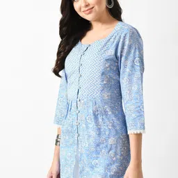 meesan Casual Regular Sleeves Printed Women Blue Top image 3