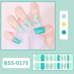 tlismi 20 Tips Self Adhesive Colorful Print Design Semi-Cured Press-On Gel Nail Sticker image 2