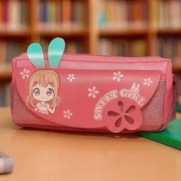 asmirahcreation Sweet girl pink pencil pouch for school students for organizing stationeries Print Art Artificial Leather Pencil Box-picture-26