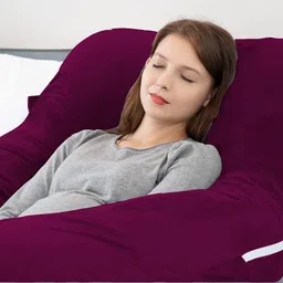 jojo Polyester Fibre Pregnancy Pillow Pack of 1 Solid ultra soft j shaped pillow image 3