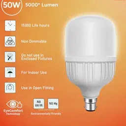 aismart 50 W Eye Safety Compliance Round B22 LED Bulb image 2