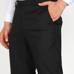 park avenue Men Regular Fit Black Viscose Rayon Trousers image 5