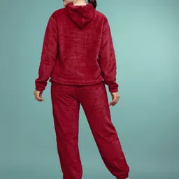 sakarmaa Women Top & Pyjama Set Maroon Self Design image 2