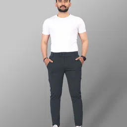 metronaut Regular Fit Men Grey Lycra Blend Trousers image 4
