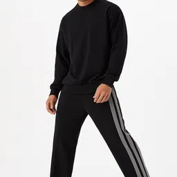 culish Men Striped Black Track Pants image 3