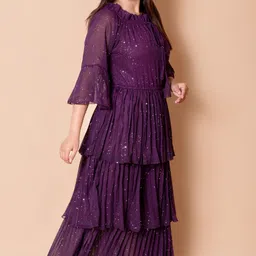 aksha fashion Women A-line Purple Maxi/Full Length Dress image 5