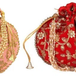 Women Pink, Red, Gold Potli-image-35