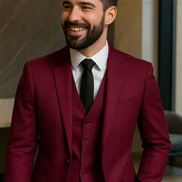 plus91 Men 3 Piece Suit Solid Suit image 4