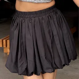 Women Solid Flared Black Skirt-image-47