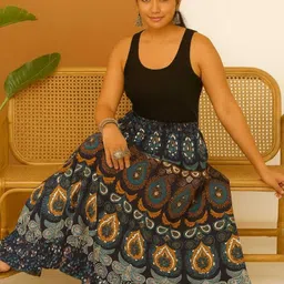 gordhan Women Printed Regular Blue Skirt image 3