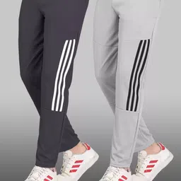 knack Pack of 2 Men Striped Grey, Brown Track Pants-picture-13