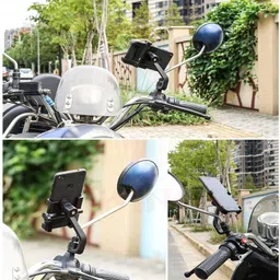 hench Universal Bike Holder Verson 2.0 Metal Body 360 Rotating Mirror for Motorcycle Bike Mobile Holder image 2