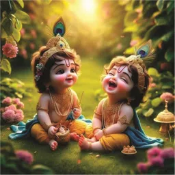 soniya collection Haridecor Krshna With Baldahu Samile God Wall Poster For Pooja Room Living Room Office Size 45Cm X 45Cm Vinyl-picture-13