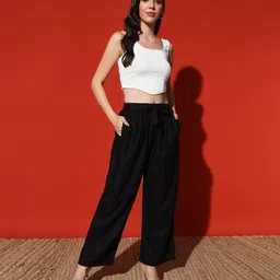 kilvested Women Regular Fit Black Pure Cotton Trousers image 5