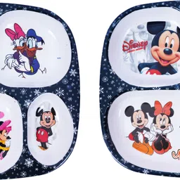 vishika store Mickey Mouse Printed Melamine Kids Square Plate 4 Sectioned Plate-picture-22