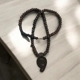 idolsplace Handcrafted wooden locket featuring intricate Shri Krishna in traditional Mayur Wood Pendant Set image 2